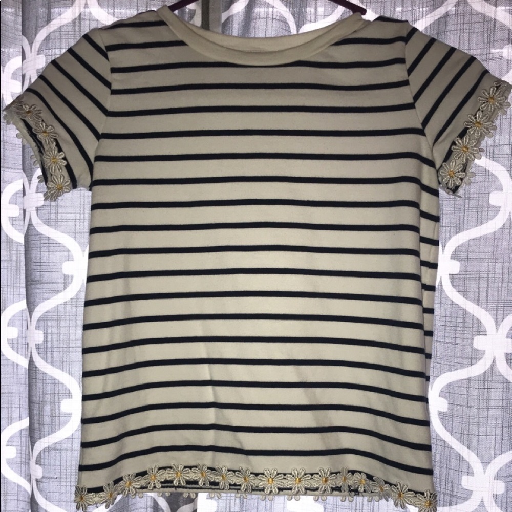 Blue and White striped crop top